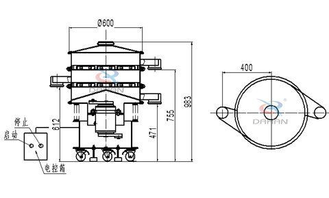 600两层移动式不锈钢旋振筛结构图
